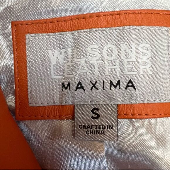 Wilson’s Leather Maxima Orange Leather Zip Moto Jacket - Picture 7 of 16